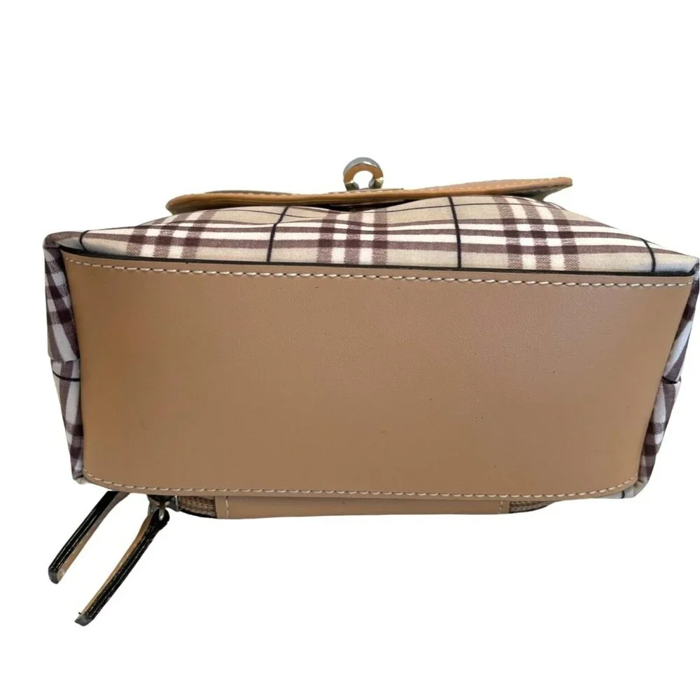 Crossbody Purse Shoulder Strap Adjustable Brown Plaid Satchel Organizer Handbag - Picture 6 of 12